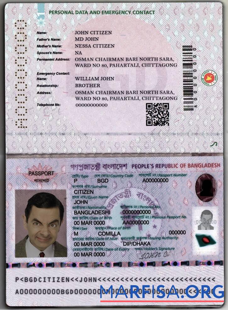 Realistic Bangladesh E passport 2020 present template